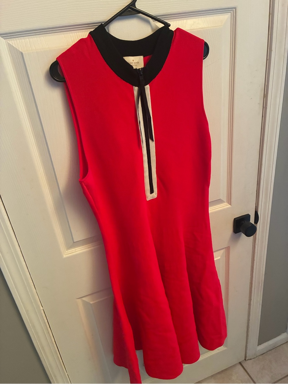 kate spade red and black zip-front sweater dress